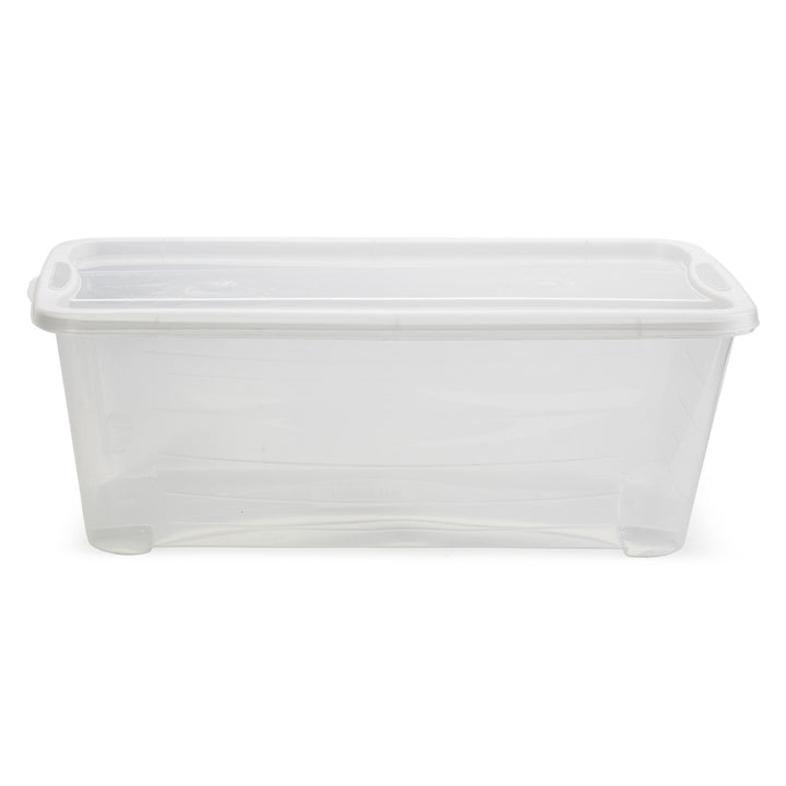 Life Story 6qt Rectangular Clear Plastic Lidded Storage Shoe Box, 4 Pack (Used)