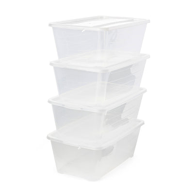 Life Story 6qt Rectangular Clear Plastic Lidded Storage Shoe Box, 4 Pack (Used) - VMInnovations