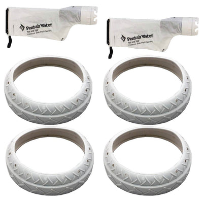 Pentair Debris Replacement Bags (Pair) + Auto Cleaner Tire Replacements (4 Pack)