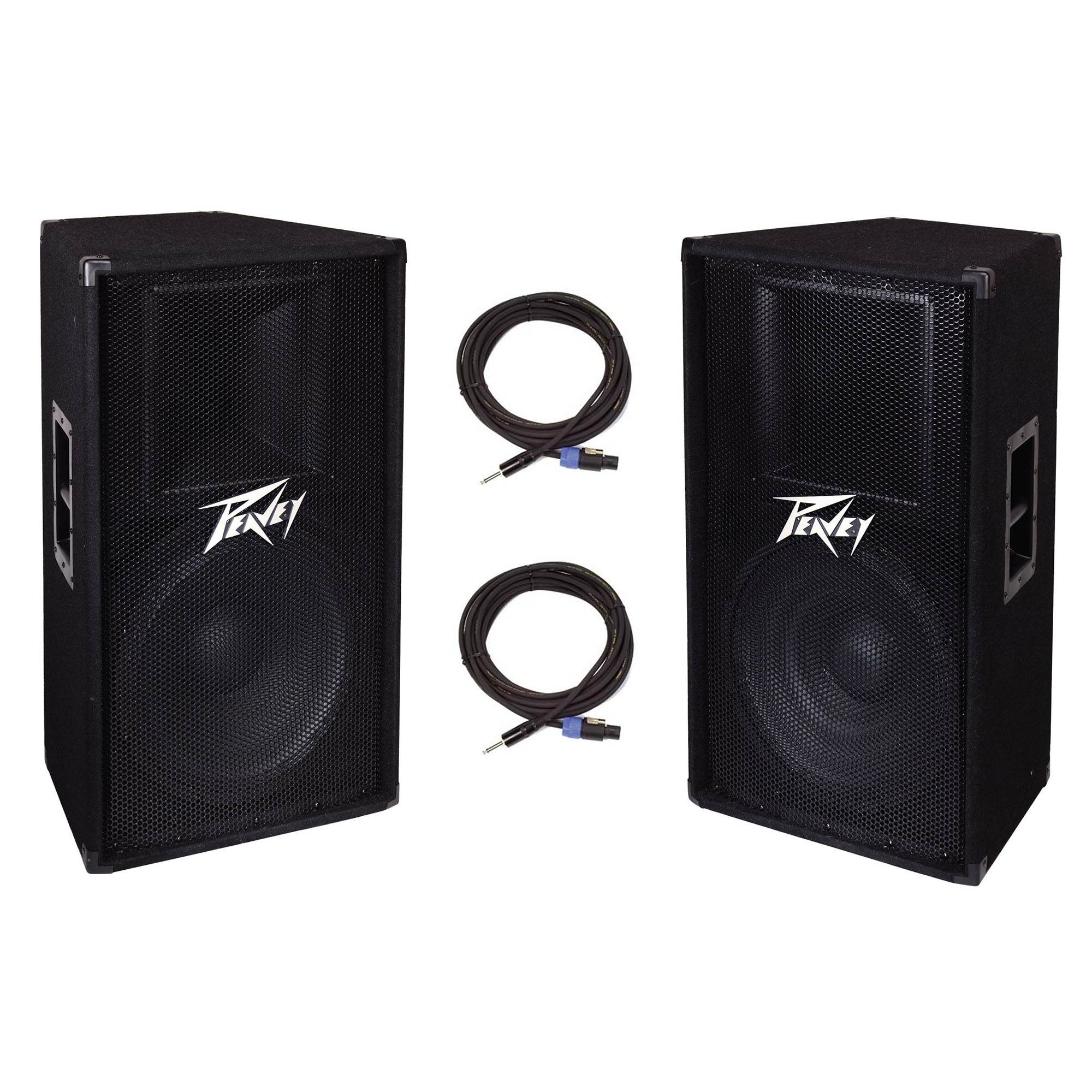 Peavey 2-Way 15" 800W Passive PA DJ Sound Speaker (2) + 25' Speaker Cable (2)