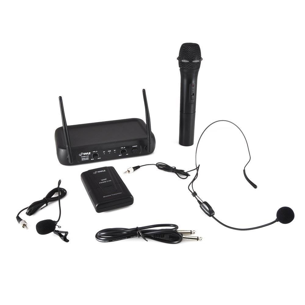 Pyle 2 x PDWM2140 VHF 2 Channel Wireless Handheld & Headset Mic System (2 Pack)