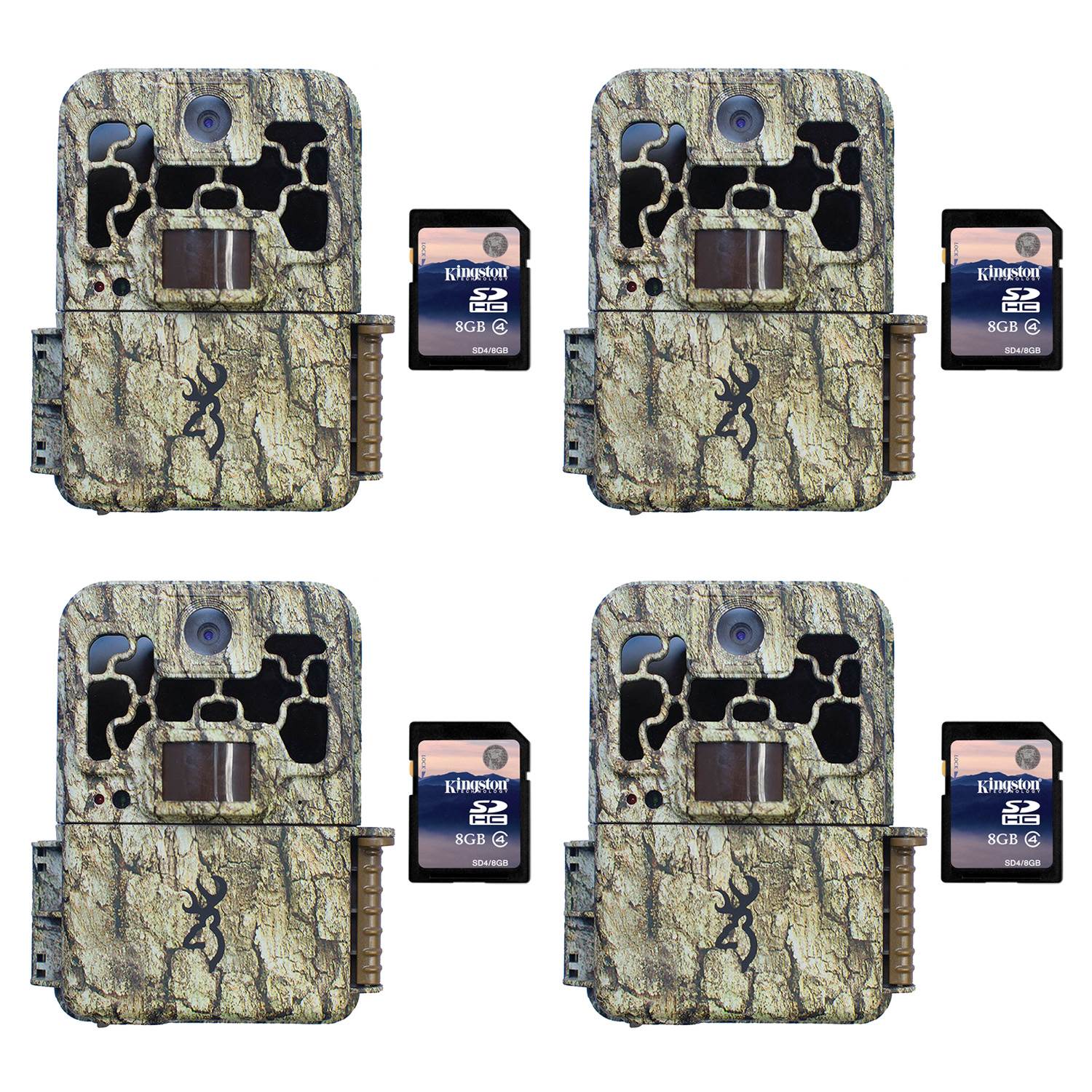 Browning Trail Cameras Spec Ops 10MP HD Video IR Game Camera, 4 Pack + SD Cards