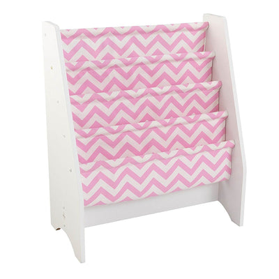 KidKraft White and Pink Children's Wooden Sling Bookshelf Organizer (Open Box)