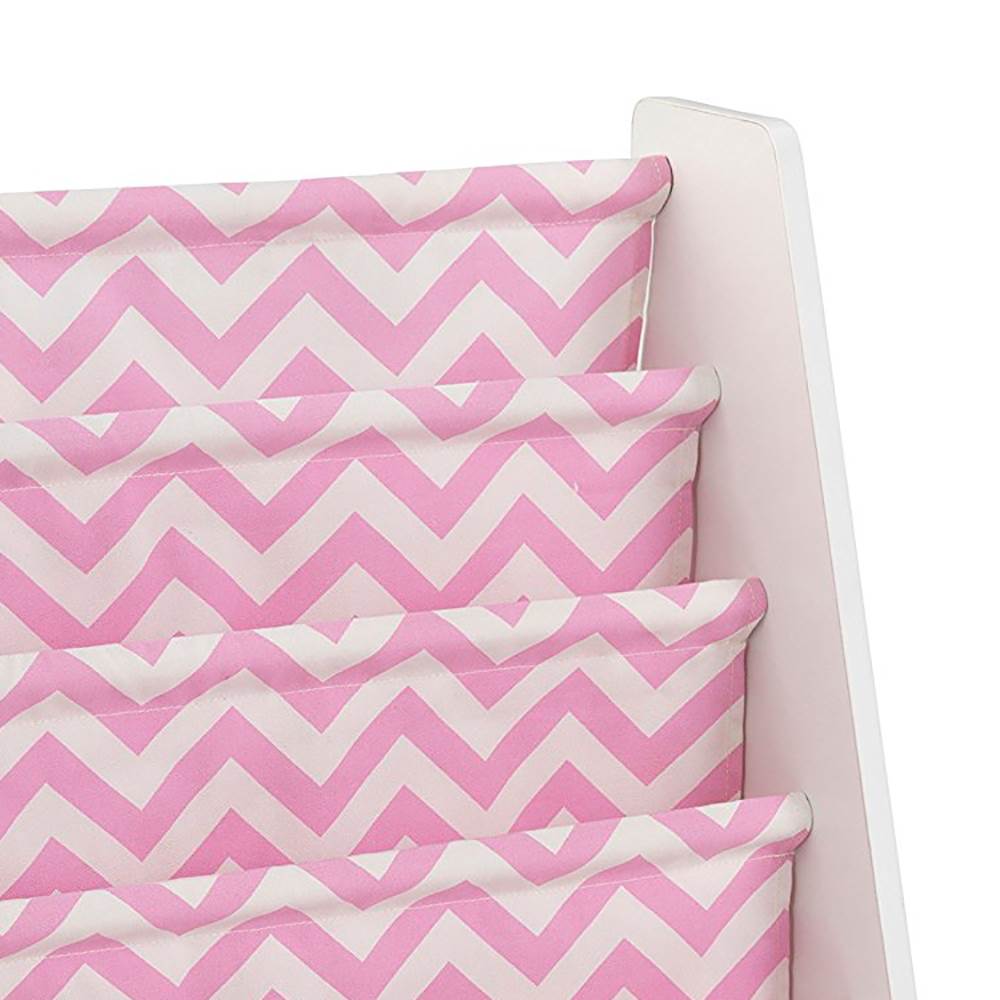 KidKraft White and Pink Children's Wooden Sling Bookshelf Organizer (Open Box)
