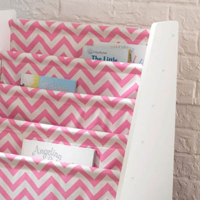 KidKraft White and Pink Children's Wooden Sling Bookshelf Organizer (Open Box)
