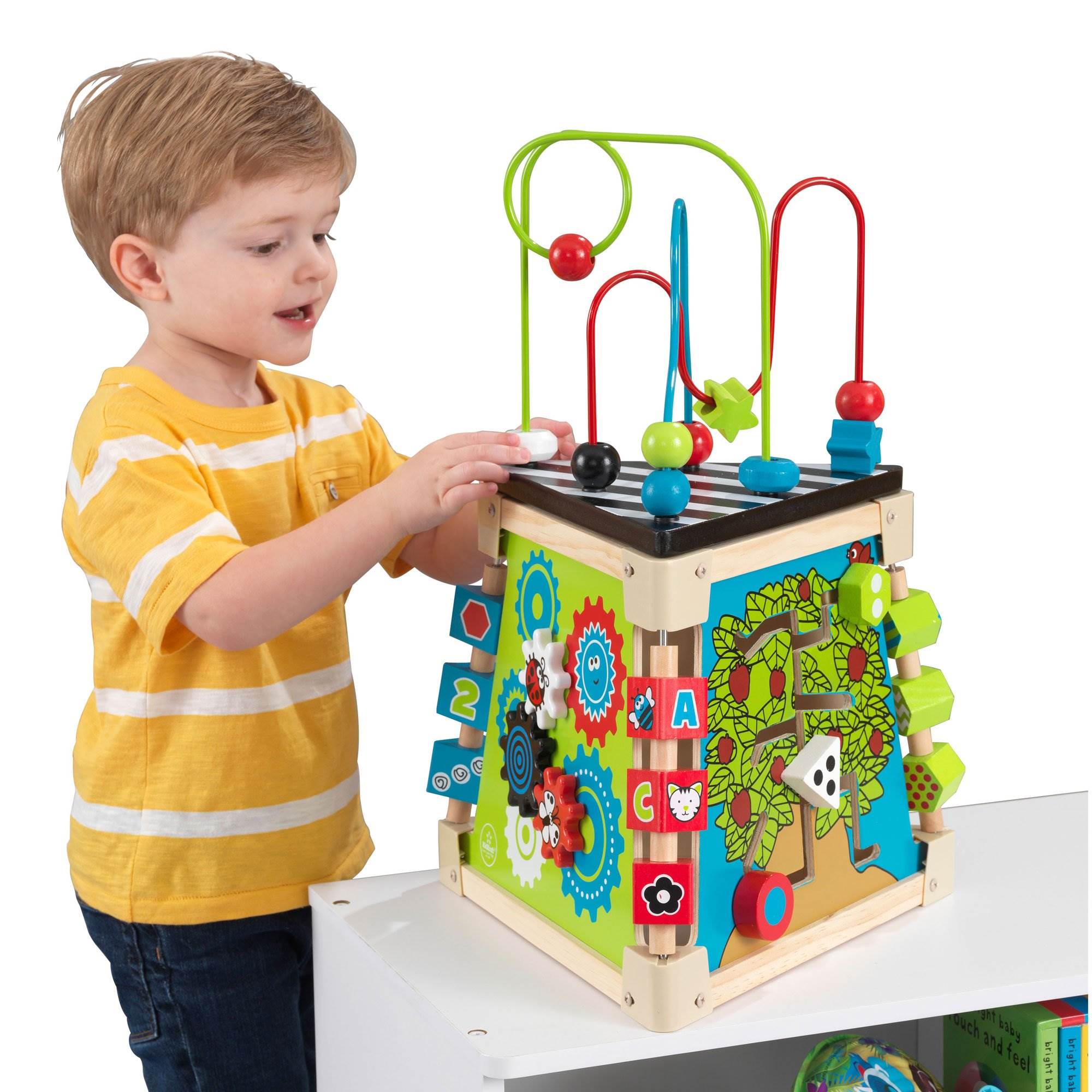 KidKraft Triangle Colorful Wooden Bead and Cube Maze Toy for Toddlers (Open Box)