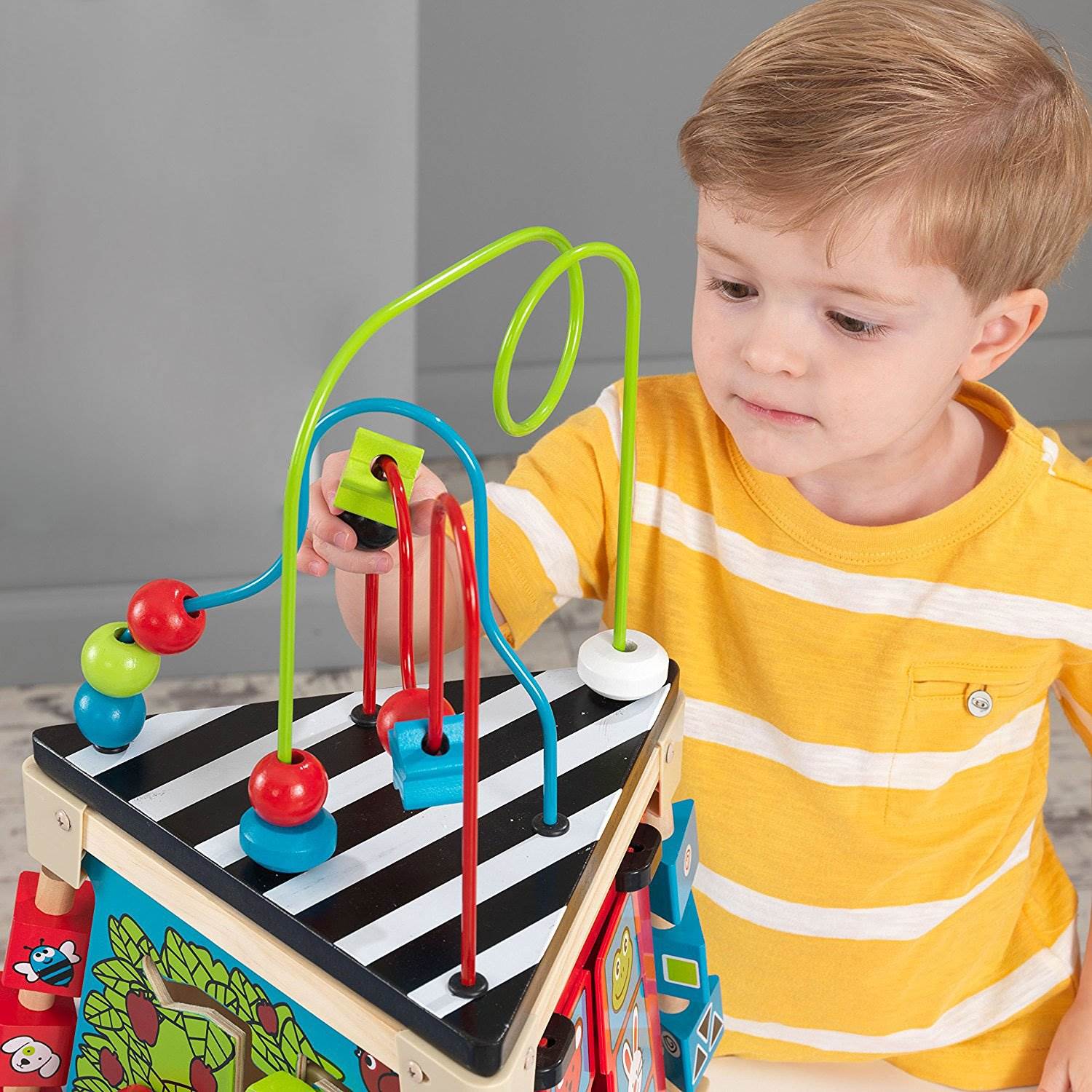 KidKraft Triangle Colorful Wooden Bead and Cube Maze Toy for Toddlers (Open Box)