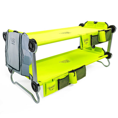 Disc-O-Bed Youth Kid-O-Bunk Green Benchable Camping Cot and Hanging Cabinet