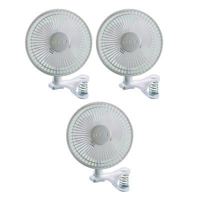 Lasko 6 inch 2 Speed Portable Home Office Personal Clip On Fan, White (3 Pack)