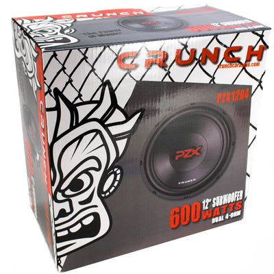 Crunch 600W 12" PZX Series Dual 4 Ohm Voice Coil Car Subwoofer, 2 Pack | PZX12D4