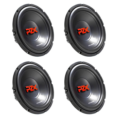 Crunch 600W 12" PZX Series 4 Ohm Dual Voice Coil Car Subwoofer, 4 Pack | PZX12D4