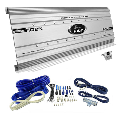 Lanzar 6000W 2-Channel Mosfet Amplifier w/ VM Audio 4-Gauge Amplifier Wiring Kit