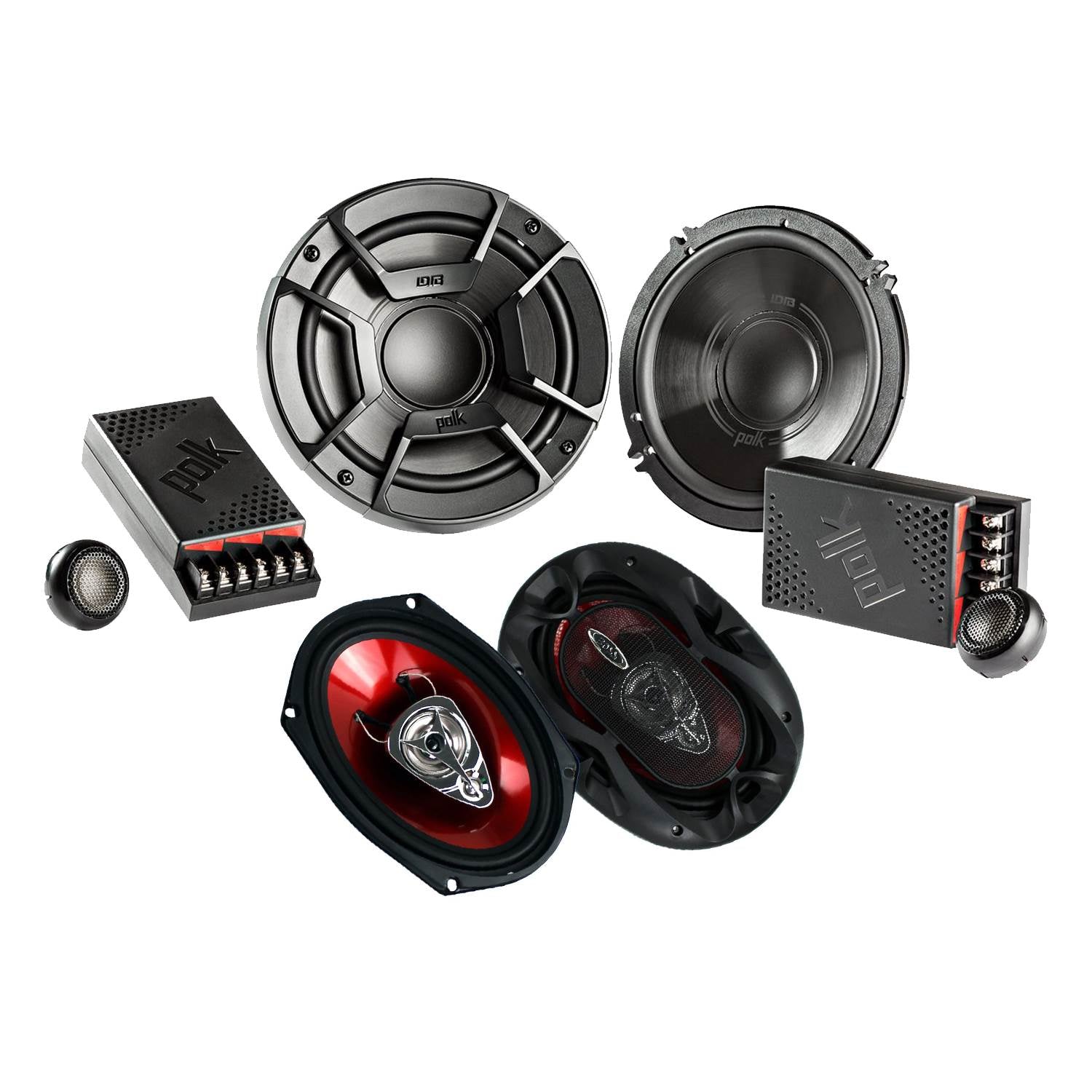 Polk Audio 6.5" 300W 2-Way Component Speakers w/ Boss 6x9" 3-Way 400W Speakers