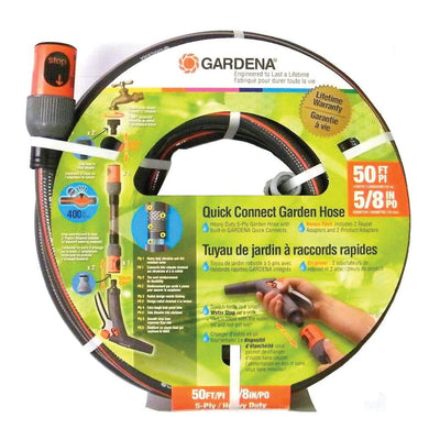Gardena 5/8 Inch Diameter 50 Foot Quick Connect Heavy Duty Garden Hose (3 Pack)