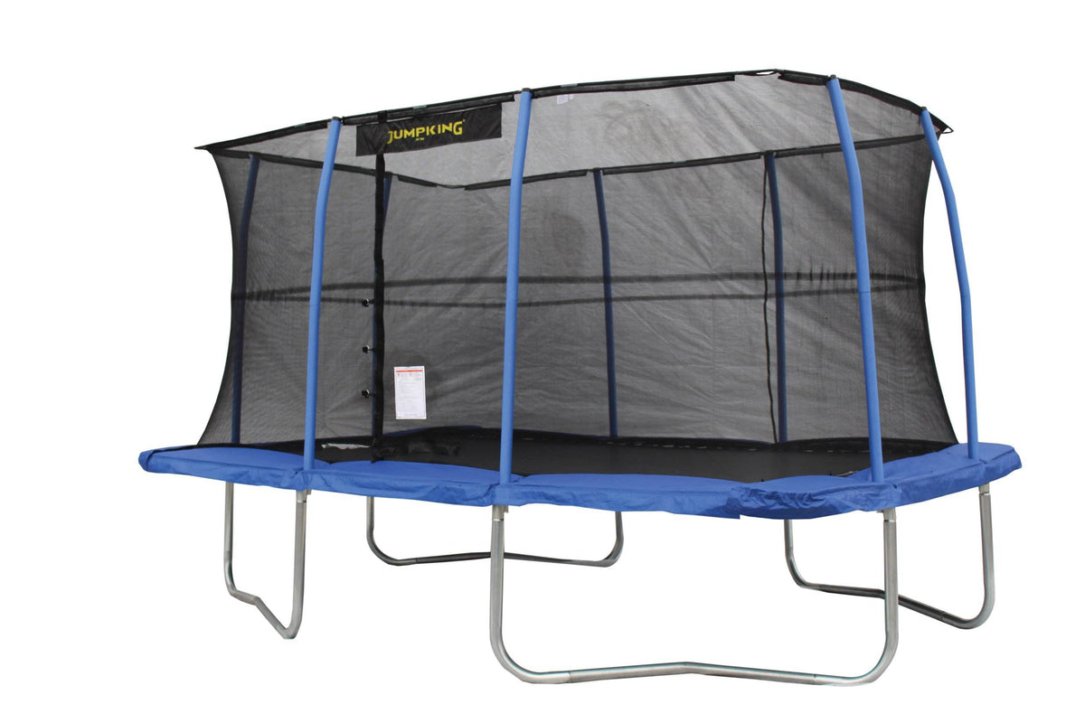 JumpKing 10 x 14 Foot Rectangular Trampoline with Safety Net, Blue (Open Box)