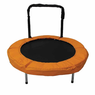 JumpKing 48" Bouncer Kids Mini Small Trampoline with Handrail, Orange (Open Box)