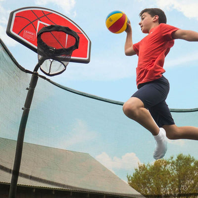 JumpKing Trampoline Basketball Hoop, Attachment, Inflatable Basketball (Damaged)