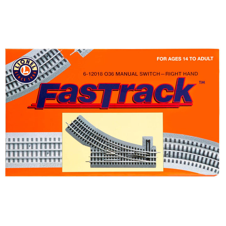 Lionel O-Gauge Fastrack Manual Right Hand Switch Track Piece w/ Curve (Open Box) - VMInnovations