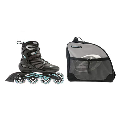 Rollerblade Women's Size 8 Inline Skates, Black & Skate Bag w/ Carry Straps