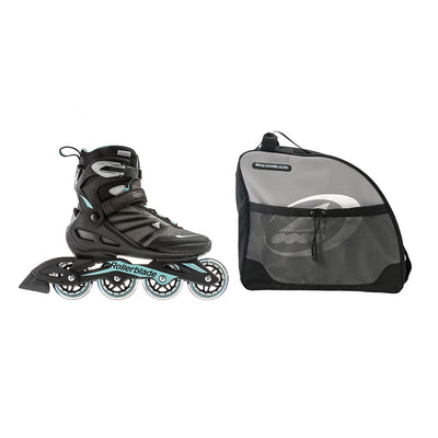 Rollerblade Women Fitness Inline Skate Size 9, Black Skate Bag with Carry Straps