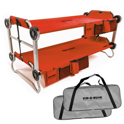 Disc-O-Bed Youth Kid-O-Bunk Benchable Double Cot with Storage Organizers, Red - VMInnovations