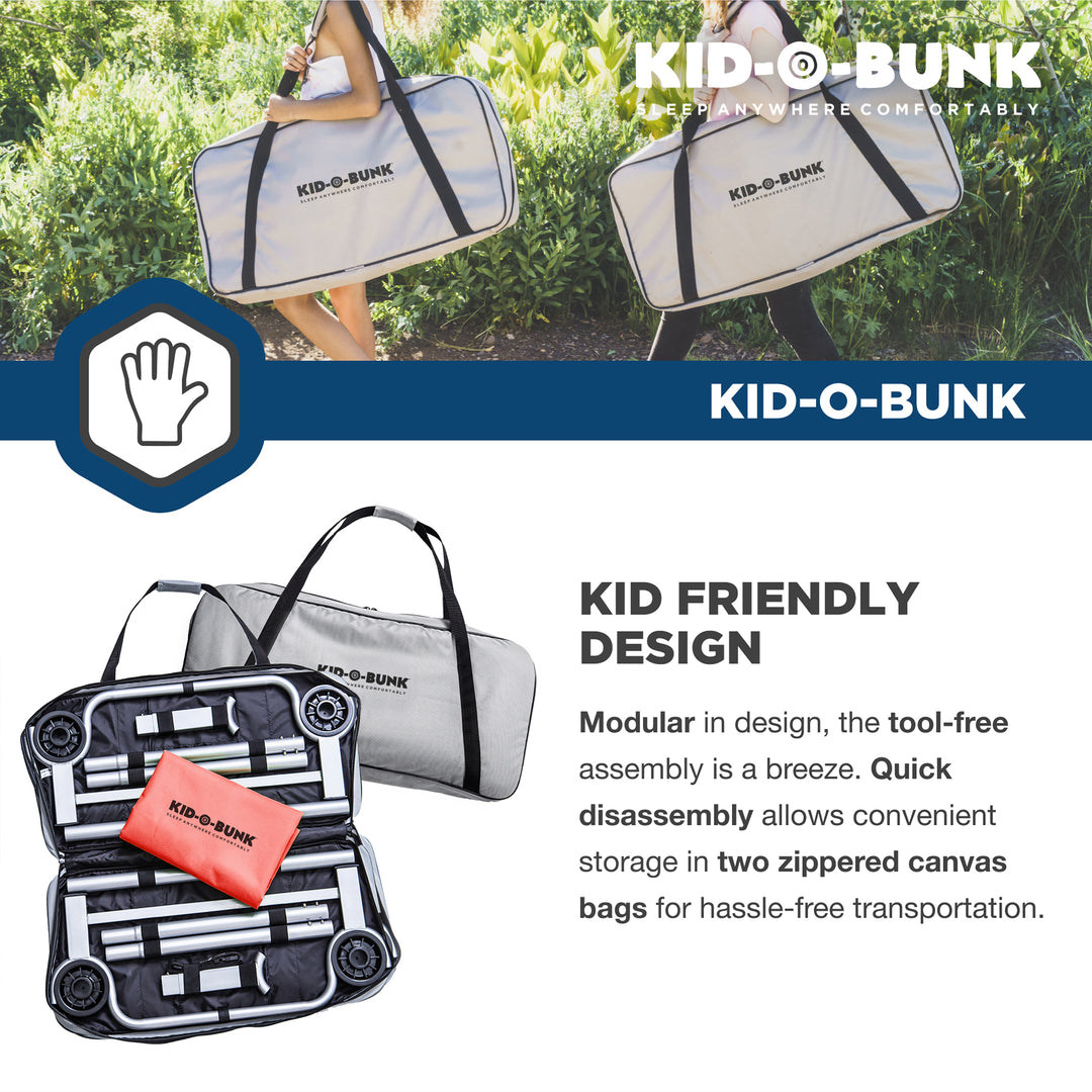 Disc-O-Bed Youth Kid-O-Bunk Benchable Camping Cot with Organizers (Open Box) - VMInnovations