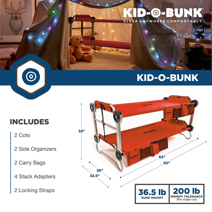 Disc-O-Bed Youth Kid-O-Bunk Benchable Camping Cot with Organizers (Open Box) - VMInnovations