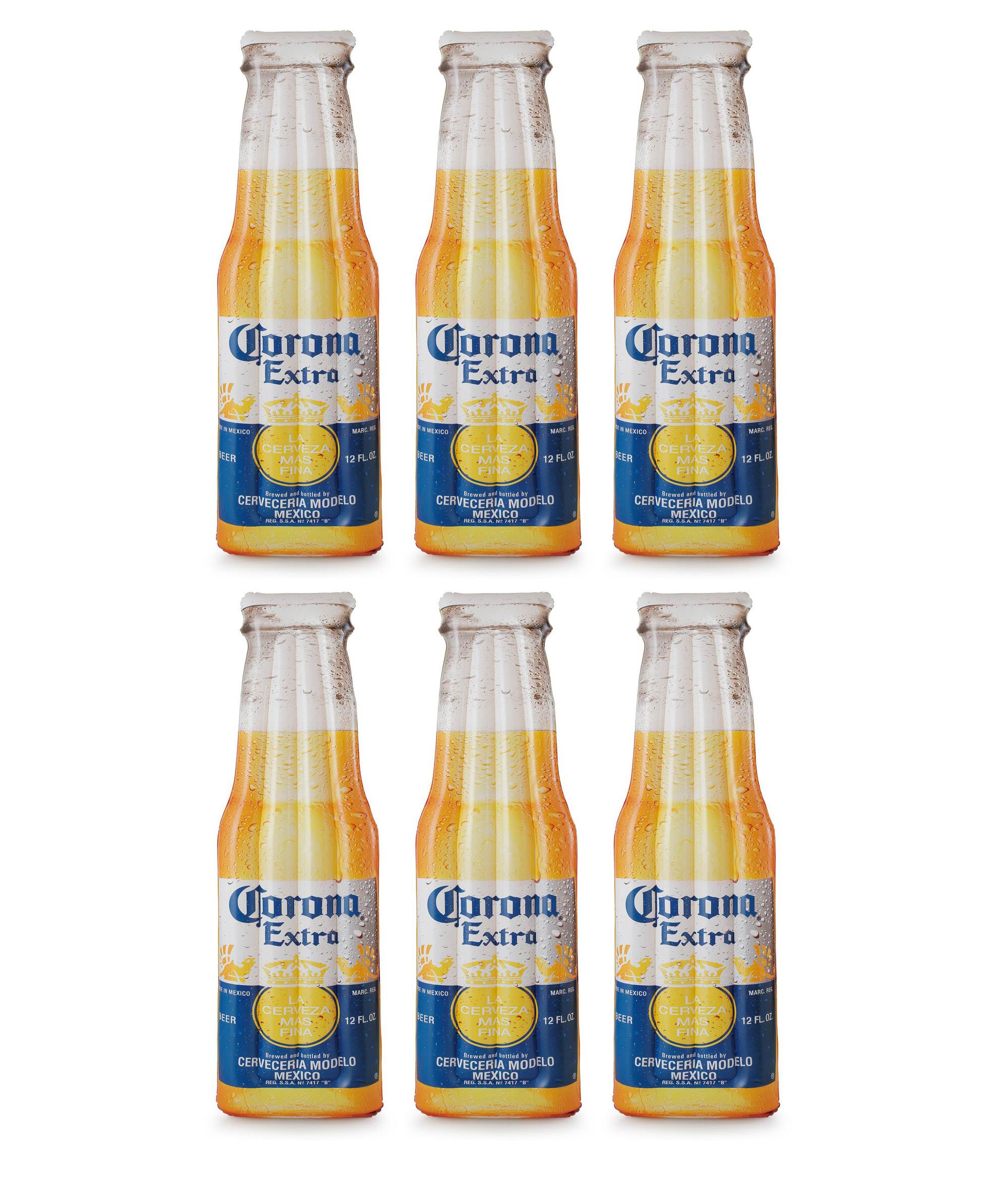 Corona Inflatable Beer Bottle 68.5" x 22" Inflatable Pool Float Mats (6 Pack) - VMInnovations
