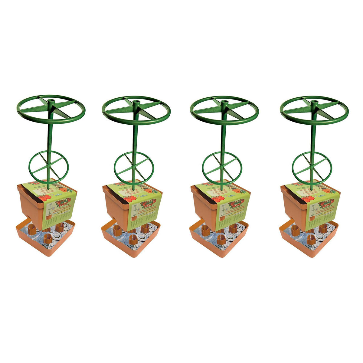 Hydrofarm Self Watering Tomato Tree Planter with 3' Sturdy Frame Tower (4 Pack)