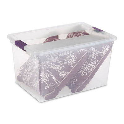 Sterilite ClearView 66 Quart Plastic Stacking Storage Tote w/ Latch Lid, 30 Pack