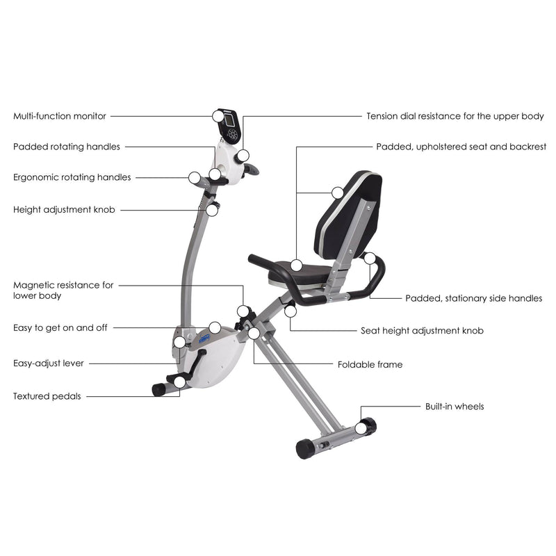 Stamina Products Recumbent Cardio Exercise Bike with Upper Body Exerciser (Used)