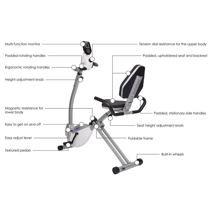 Stamina Products Recumbent Exercise Bike w/ Upper Body Exerciser | Open Box