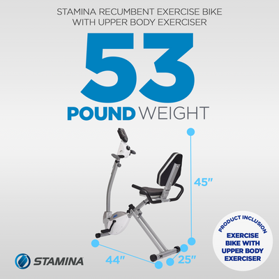 Stamina Products Recumbent Indoor Cardio Exercise Bike with Upper Body Exerciser - VMInnovations