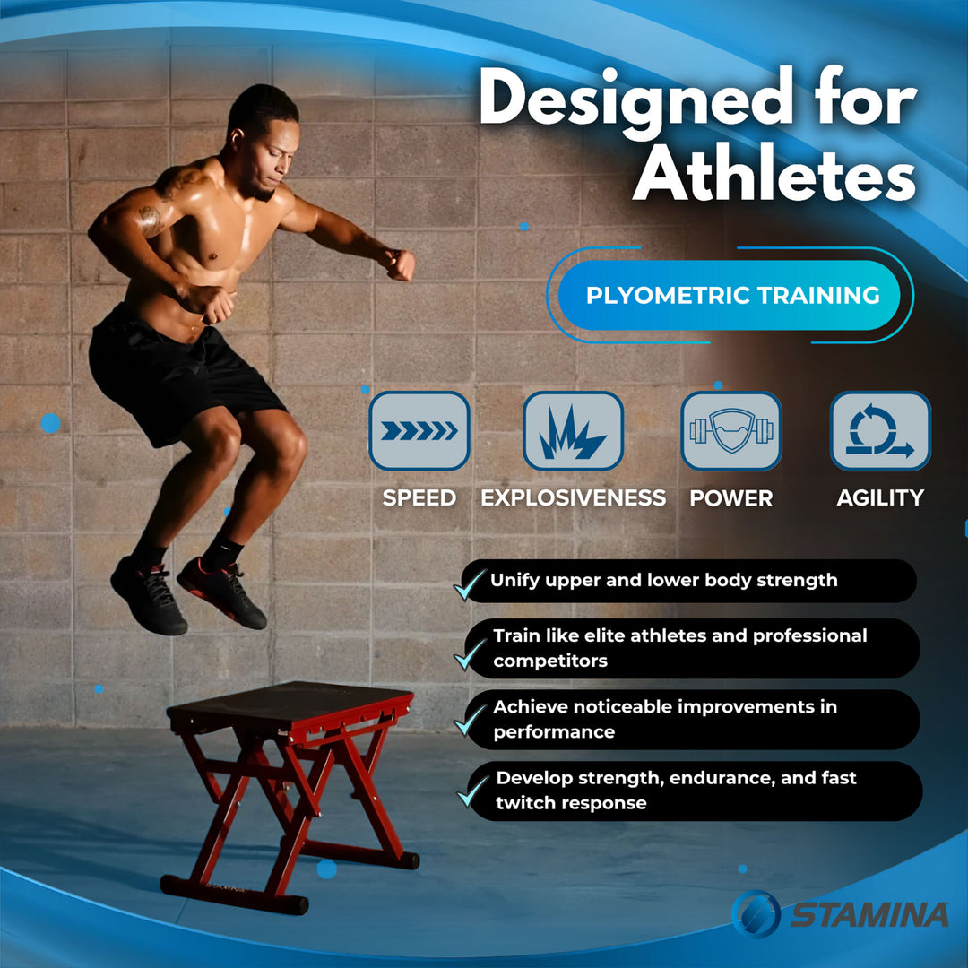 Stamina X 12 to 24" Adjustable Height Jump Plyometrics Plyo Fitness Exercise Box