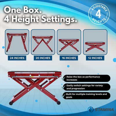 Stamina X 12 to 24" Adjustable Height Jump Plyo Fitness Exercise Box (Used) - VMInnovations