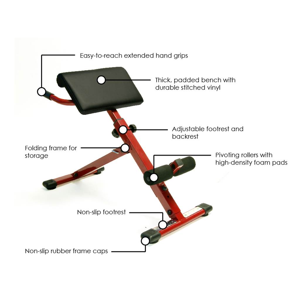 Stamina X Adjustable Ab Back Core Strength Exercise Fitness Hyperextension Bench - VMInnovations