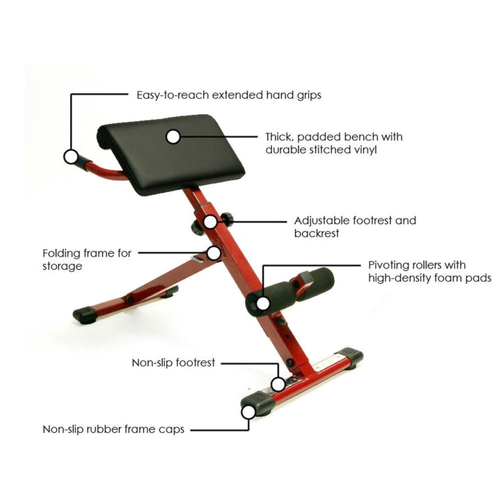 Stamina X Adjustable Ab Back Core Strength Exercise Fitness Hyperextension Bench - VMInnovations