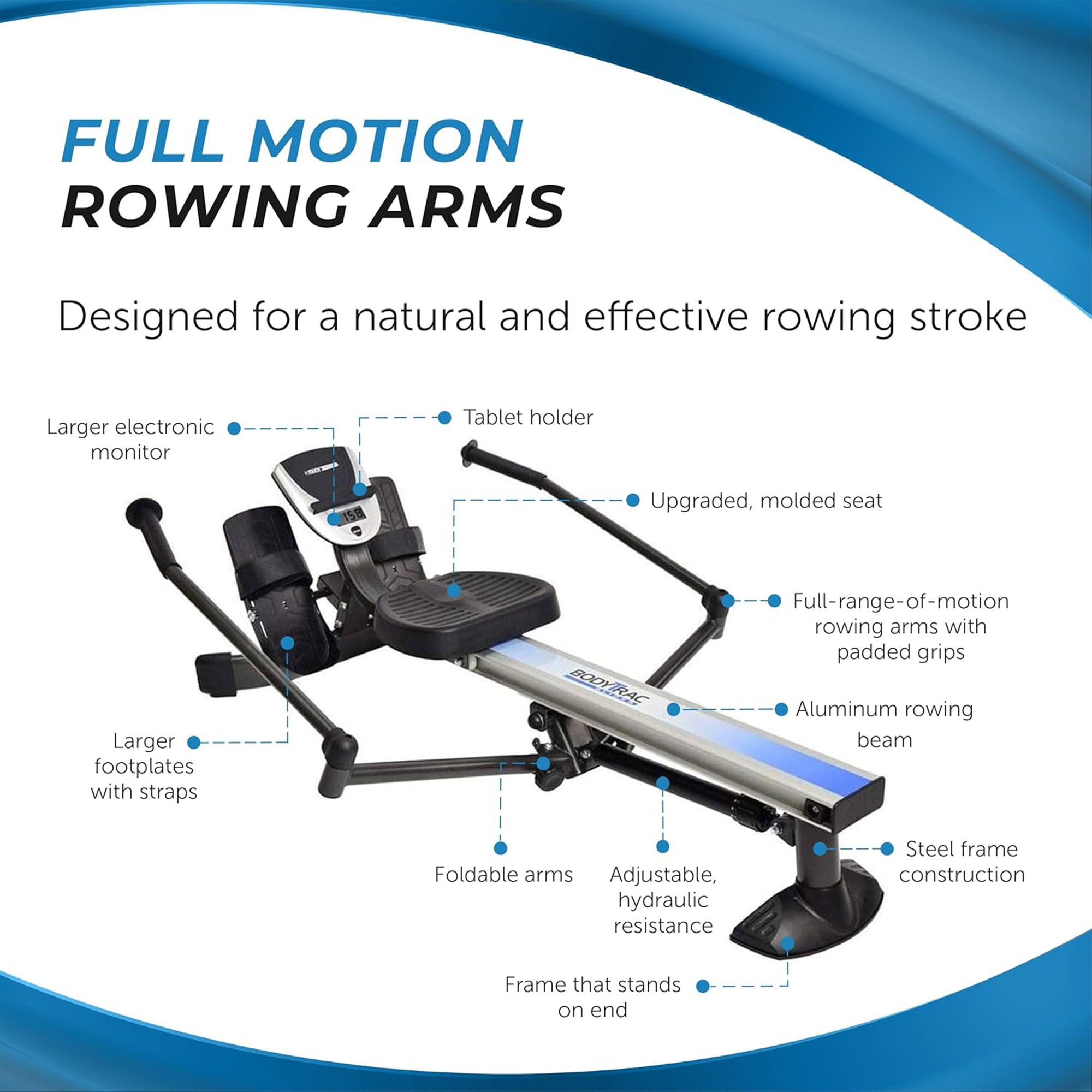 Stamina BodyTrac Glider Cardio Exercise Fitness Rower Rowing Machine (Open Box)