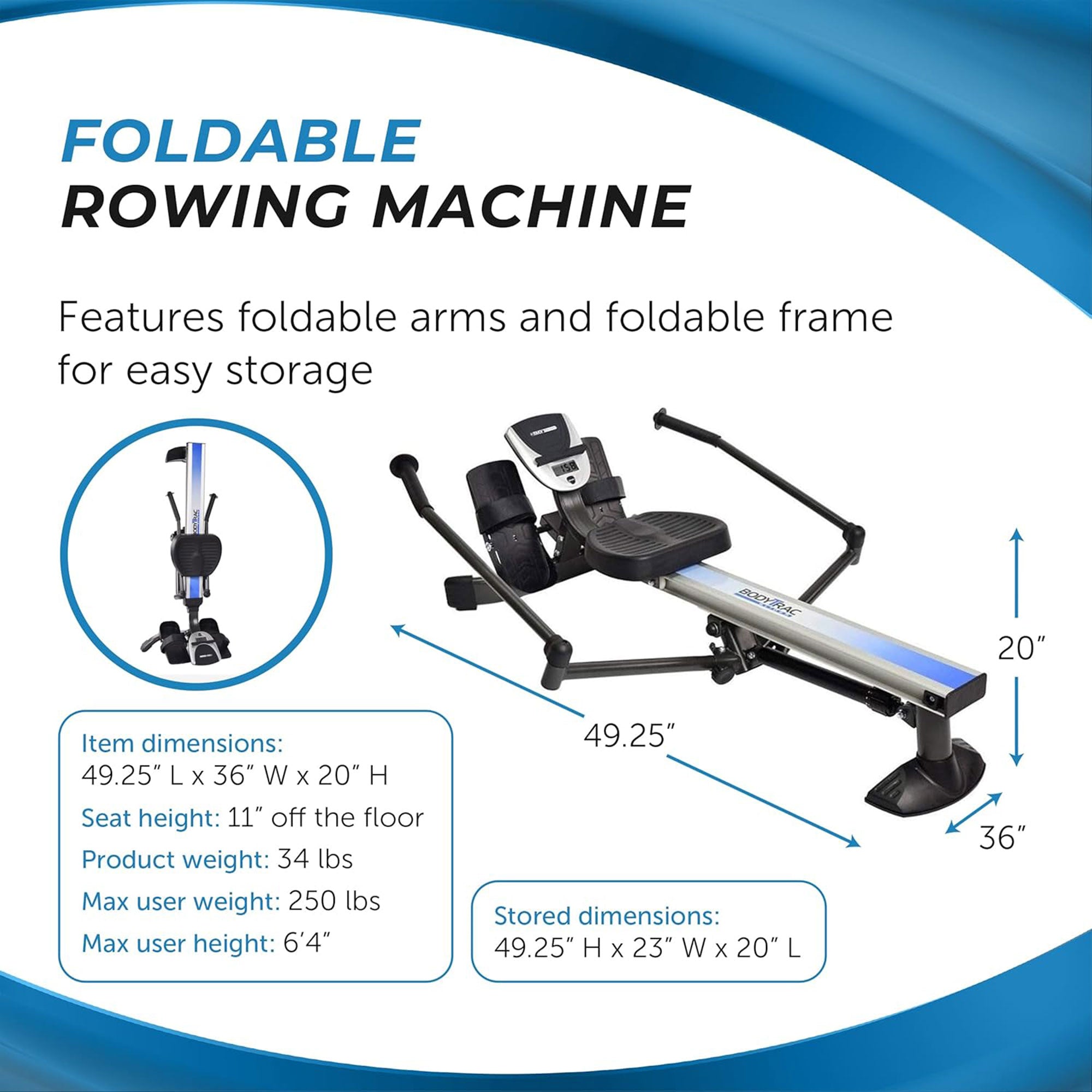 Stamina BodyTrac Glider Cardio Exercise Fitness Rower Rowing Machine (Open Box)