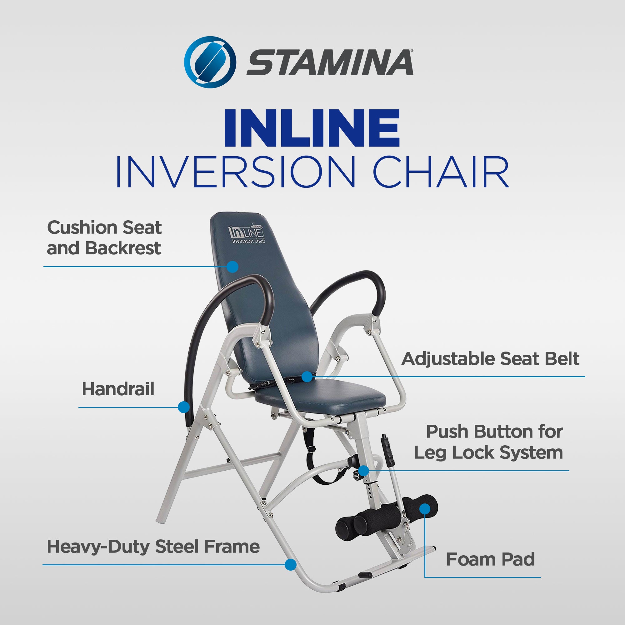 Stamina InLine Gray Back Pain Relief Seated Inversion Therapy Table Chair | 1550