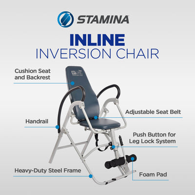 Stamina InLine Gray Back Pain Relief Seated Inversion Therapy Table Chair | 1550