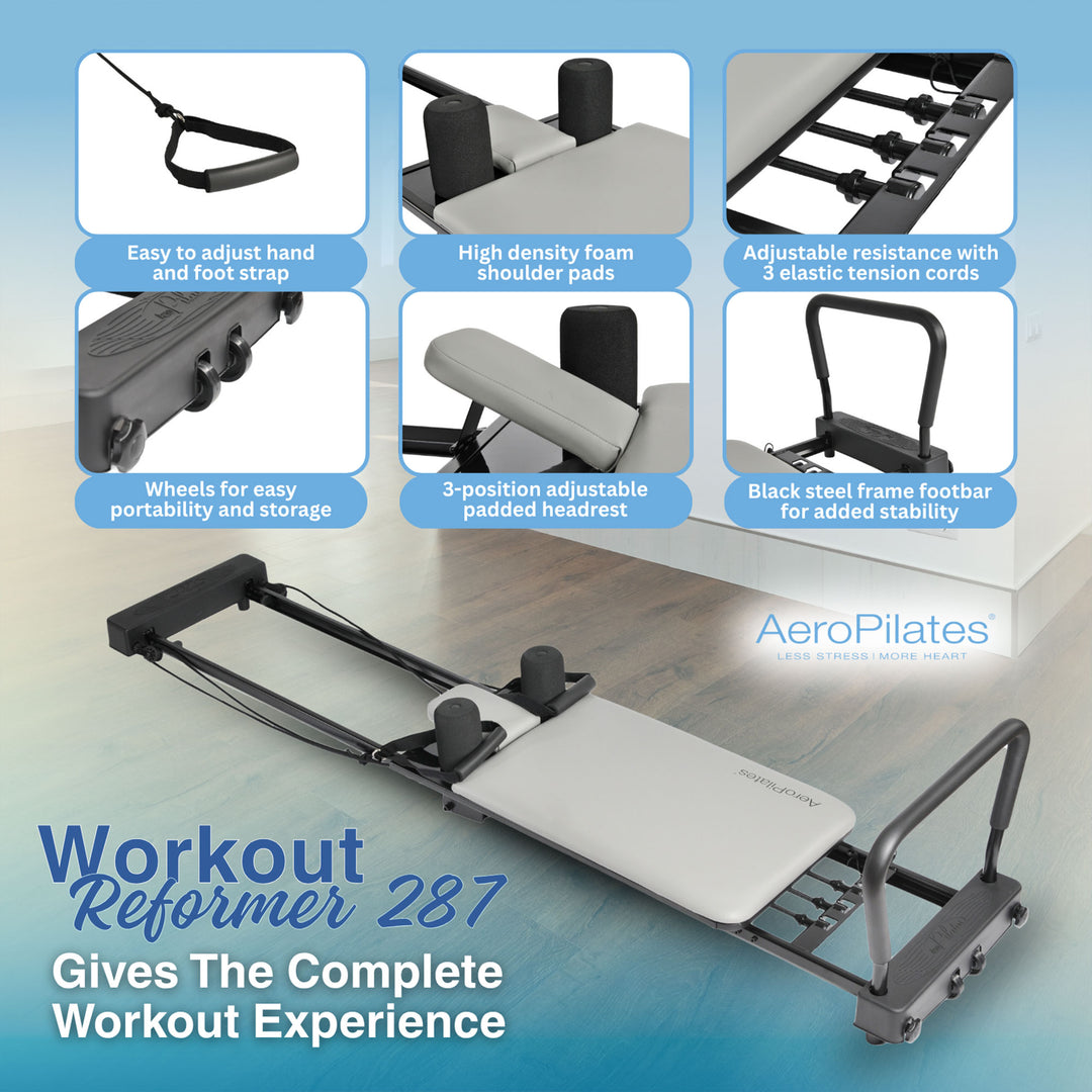Stamina AeroPilates 287 Folding Pilates Workout Reformer Machine | (Open Box) - VMInnovations