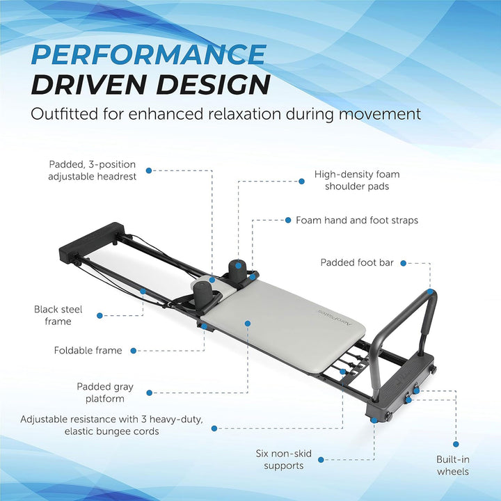 Stamina AeroPilates 287 Folding Pilates Workout Reformer Machine w/o Rebounder