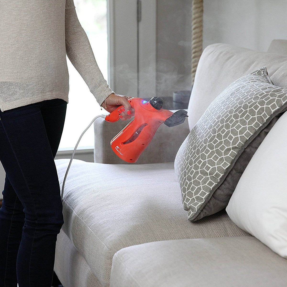 Steamfast 800W Handheld Laundry Fabric Travel Steamer, Orange (Open Box)