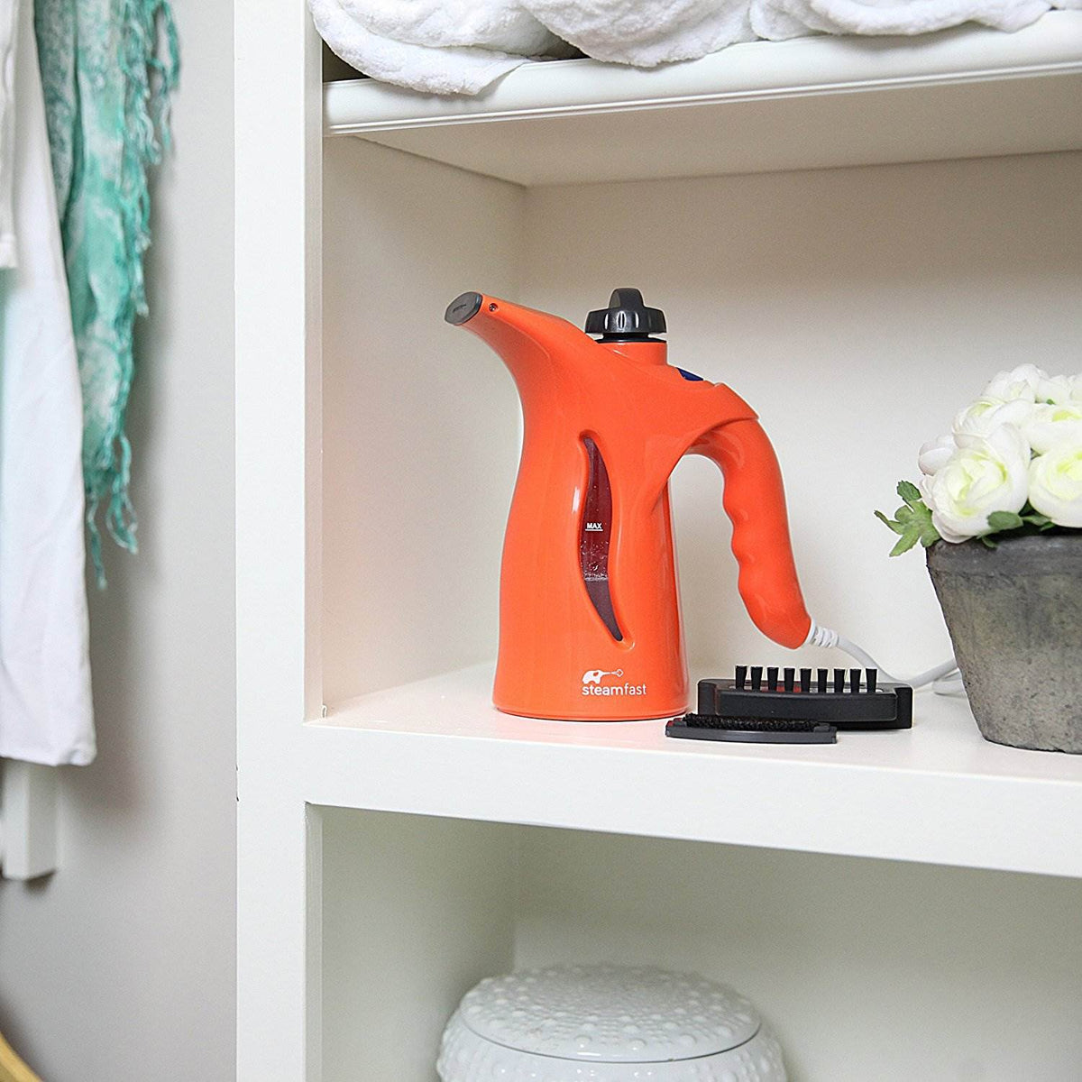 Steamfast 800W Handheld Laundry Fabric Travel Steamer, Orange (Open Box)