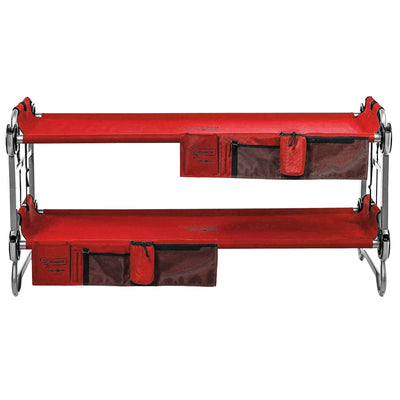Disc-O-Bed Youth Kid-O-Bunk Benchable Red Camping Cot + Hanging Cabinet - VMInnovations