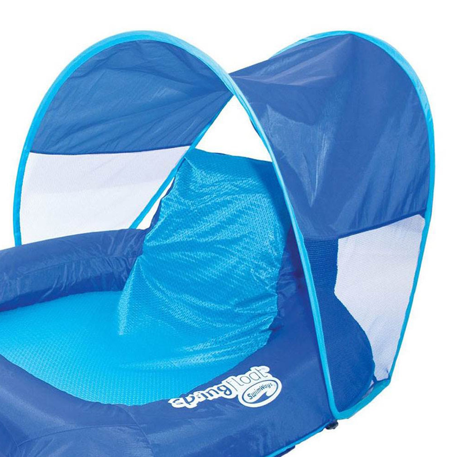 SwimWays Spring Float Recliner Pool Lounge Chair w/ Sun Canopy, Blue - VMInnovations