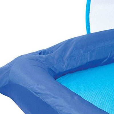 SwimWays Spring Float Recliner Pool Lounge Chair w/ Sun Canopy, Blue - VMInnovations