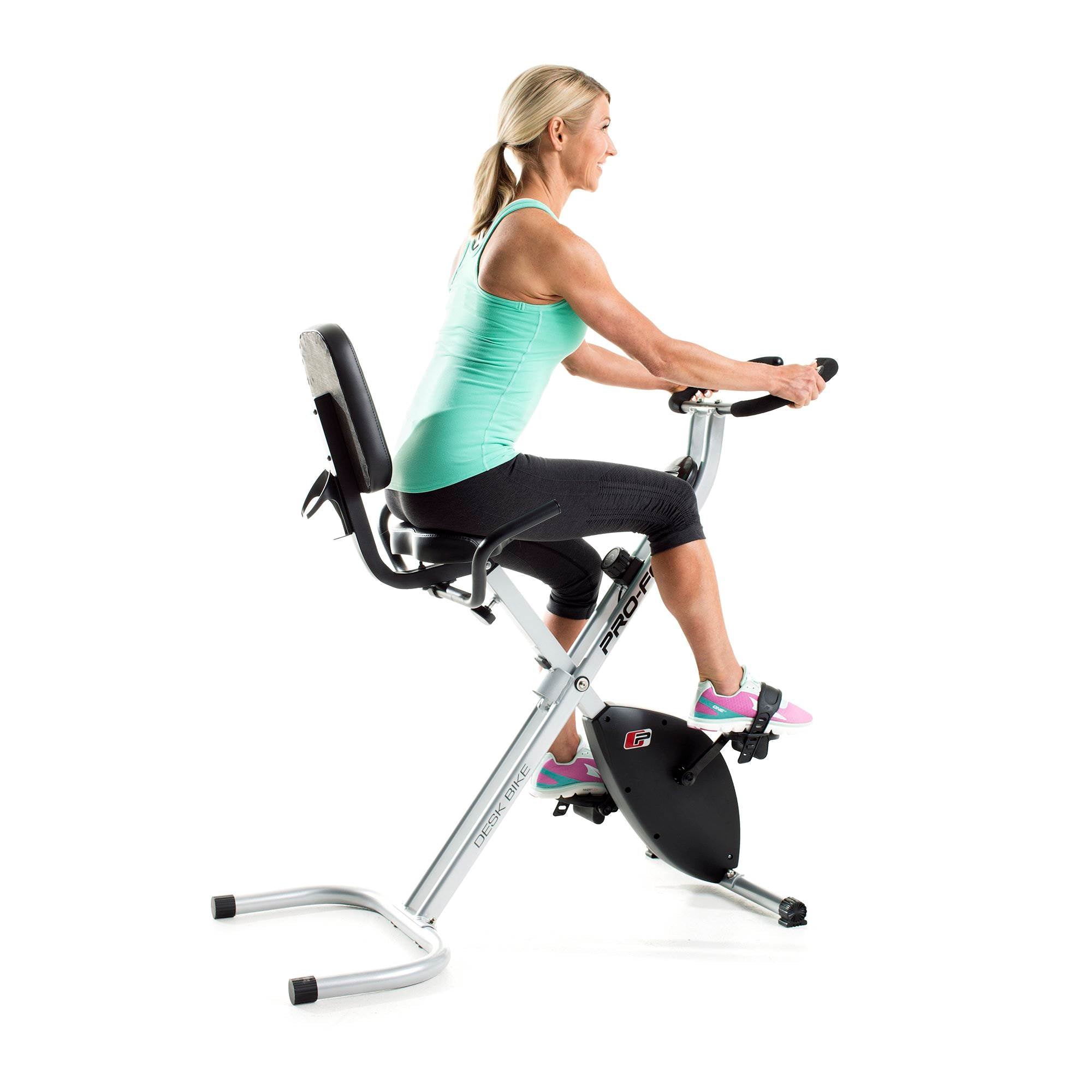 ProForm Foldable Portable Stationary Fitness Desk Exercise Bike with Desktop