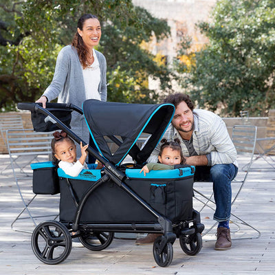 Baby Trend Expedition 2 in 1 Push or Pull Stroller Wagon Plus w/ Canopy, Blue - VMInnovations